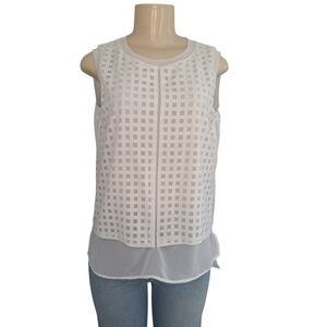 Worthington Sleeveless Layered Blouse White Medium